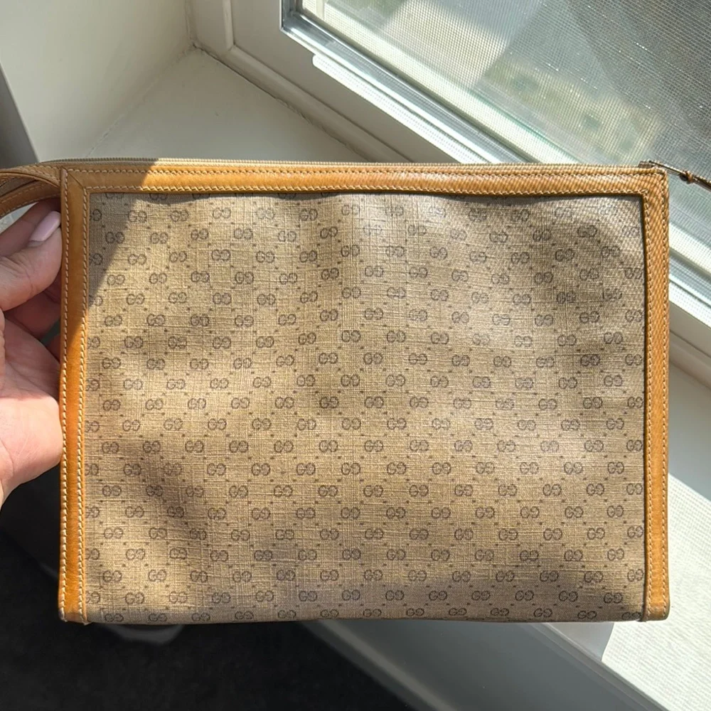 ๐ค AUTHENTIC GUCCI MICRO GG CANVAS LEATHER VINTAGE CLUTCH - Picture 5 of 12